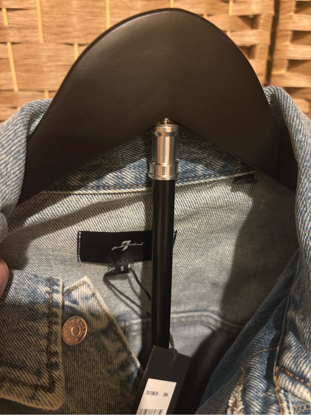 7 For All Mankind Light Blue Washed Denim Jacket - Picture 7 of 7